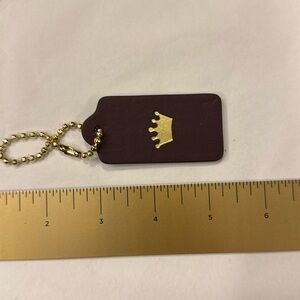 Crown Keychain Maroon oxblood  hang tag 2 inch.